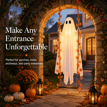 👻 The Viral 5FT Swinging Ghost – Light-Up Halloween Porch Decor 🎃✨