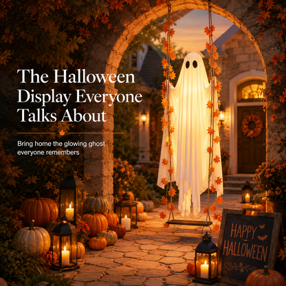 👻 The Viral 5FT Swinging Ghost – Light-Up Halloween Porch Decor 🎃✨