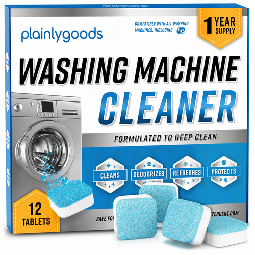 Plainlygoods Washing Machine Cleaner Tablets – Deep Clean, Deodorize & Refresh, 12 Count