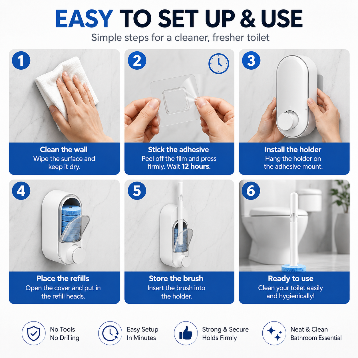 SOPAMI Disposable Toilet Brush Kit | No-Touch Toilet Cleaner