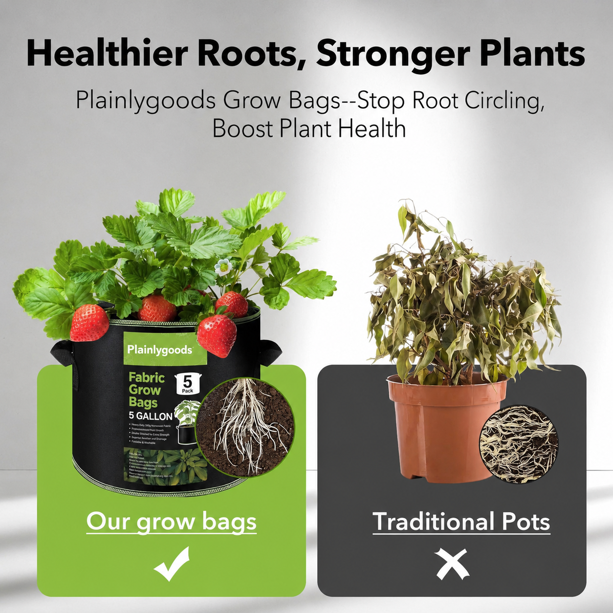 Plainlygoods™ 5-Pack 10 Gallon Grow Bags