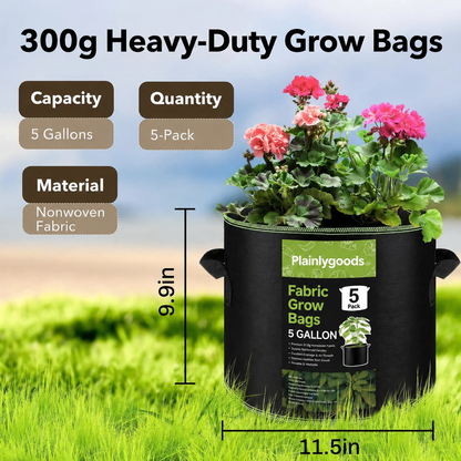 Plainlygoods™ 5-Pack 10 Gallon Grow Bags