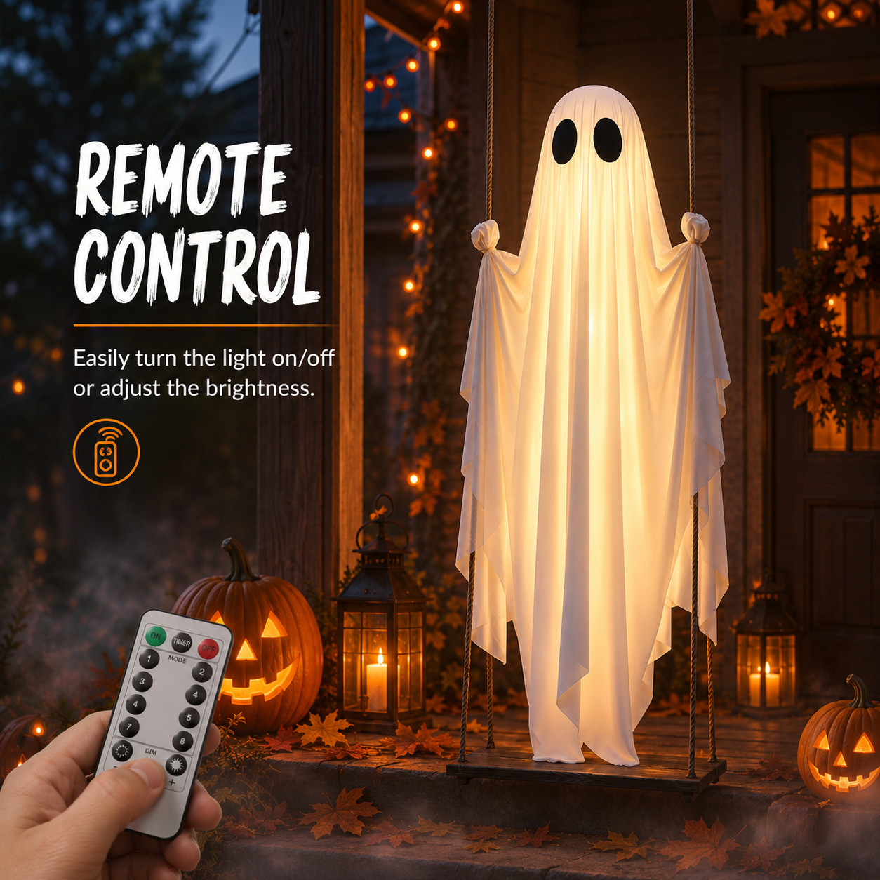 🎃FLASH SALE 55% OFF👻 5FT Light-Up Swinging Ghost⚡Bring Your Porch to Life