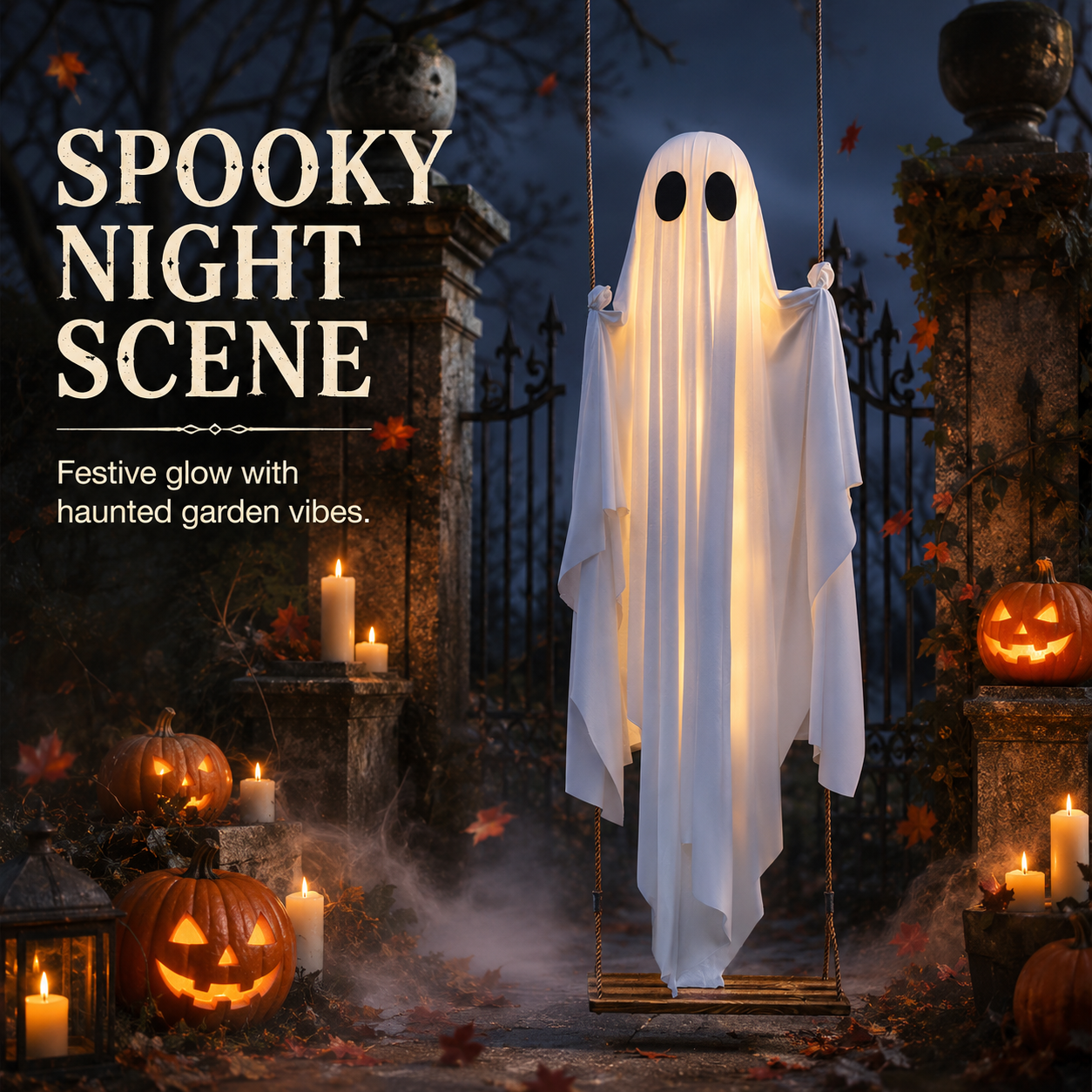 🎃FLASH SALE 55% OFF👻 5FT Light-Up Swinging Ghost⚡Bring Your Porch to Life