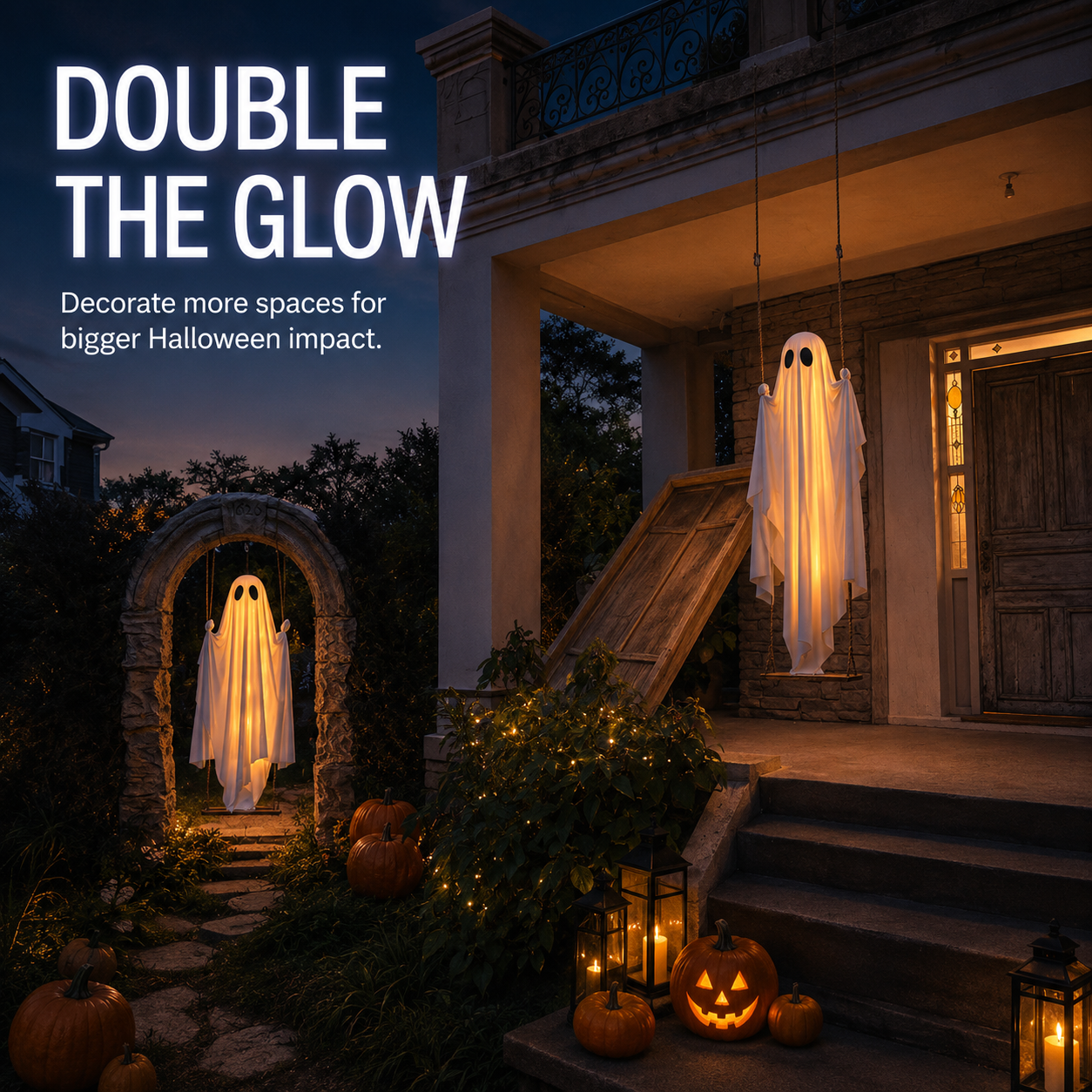 🎃FLASH SALE 55% OFF👻 5FT Light-Up Swinging Ghost⚡Bring Your Porch to Life