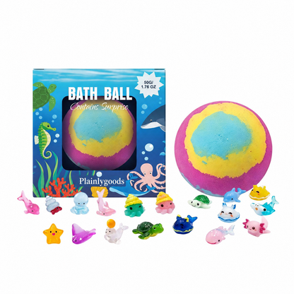 Plainlygoods Ocean Surprise Kids Bath Bombs – Fizzy Bath Fun with Hidden Toys Inside