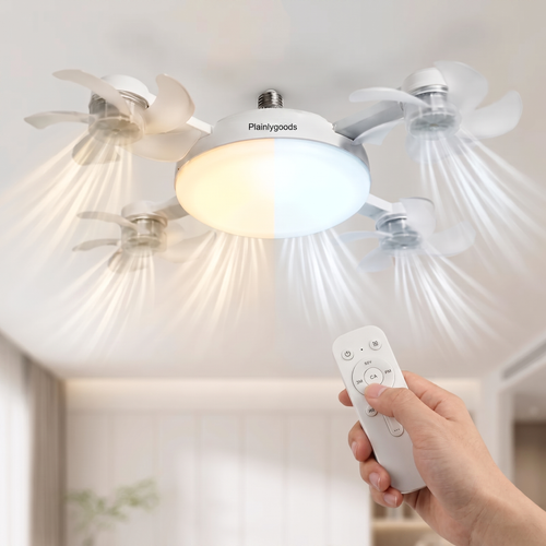 🚀2026 Upgraded E27 Ceiling Fan Light – 2-in-1 LED Light & Quiet Cooling Fan with Remote Control💨