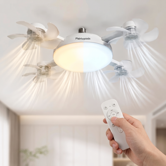 🚀2026 Upgraded E27 Ceiling Fan Light – 2-in-1 LED Light & Quiet Cooling Fan with Remote Control💨