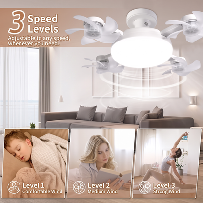 🚀2026 Upgraded E27 Ceiling Fan Light – 2-in-1 LED Light & Quiet Cooling Fan with Remote Control💨