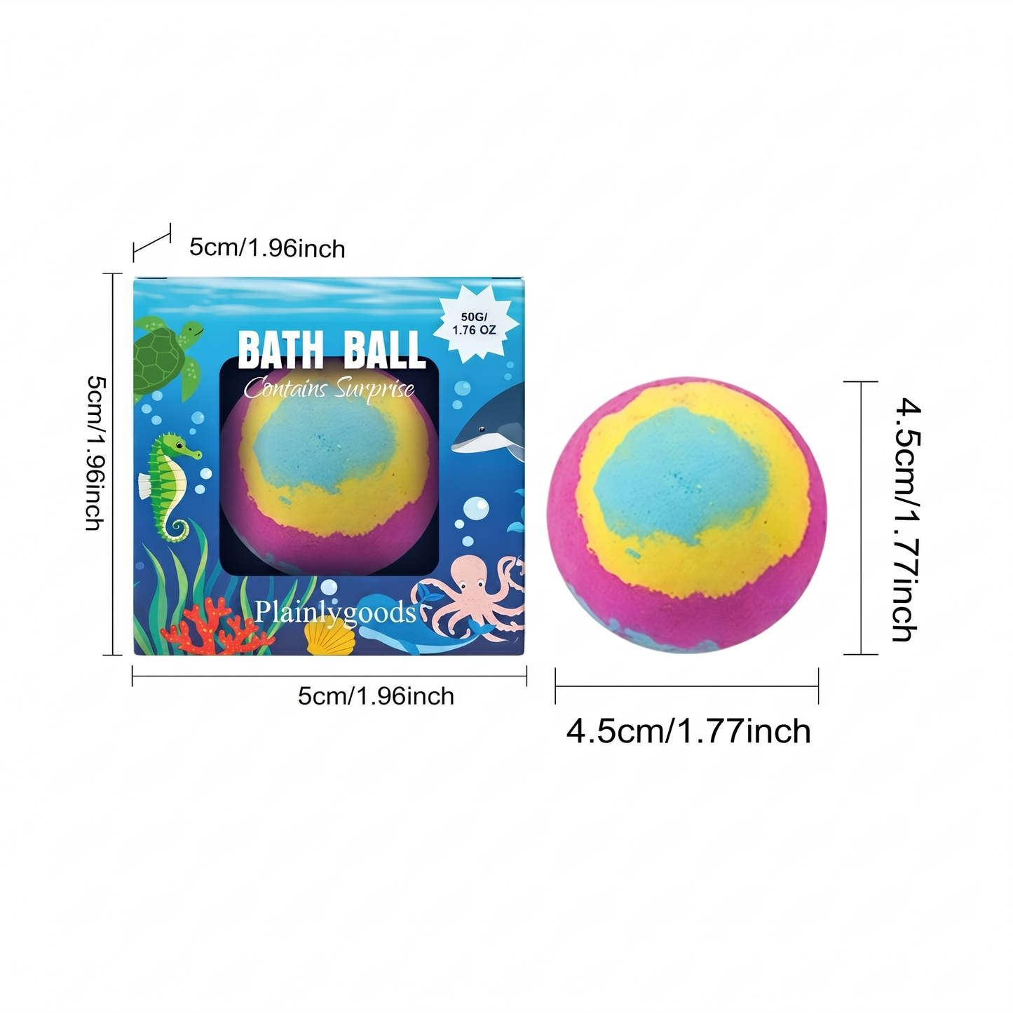 Plainlygoods Ocean Surprise Kids Bath Bombs – Fizzy Bath Fun with Hidden Toys Inside