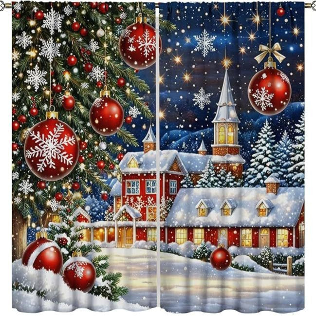 Christmas ball holiday printed curtains