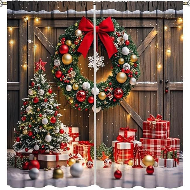 Christmas ball holiday printed curtains