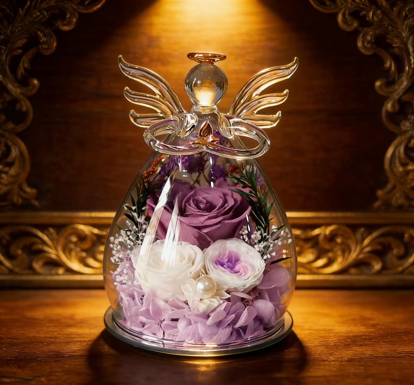 Timeless Angel Preserved Rose in Glass | Mother's Day, Birthday & Anniversary Gift for Mom, Grandma, Wife