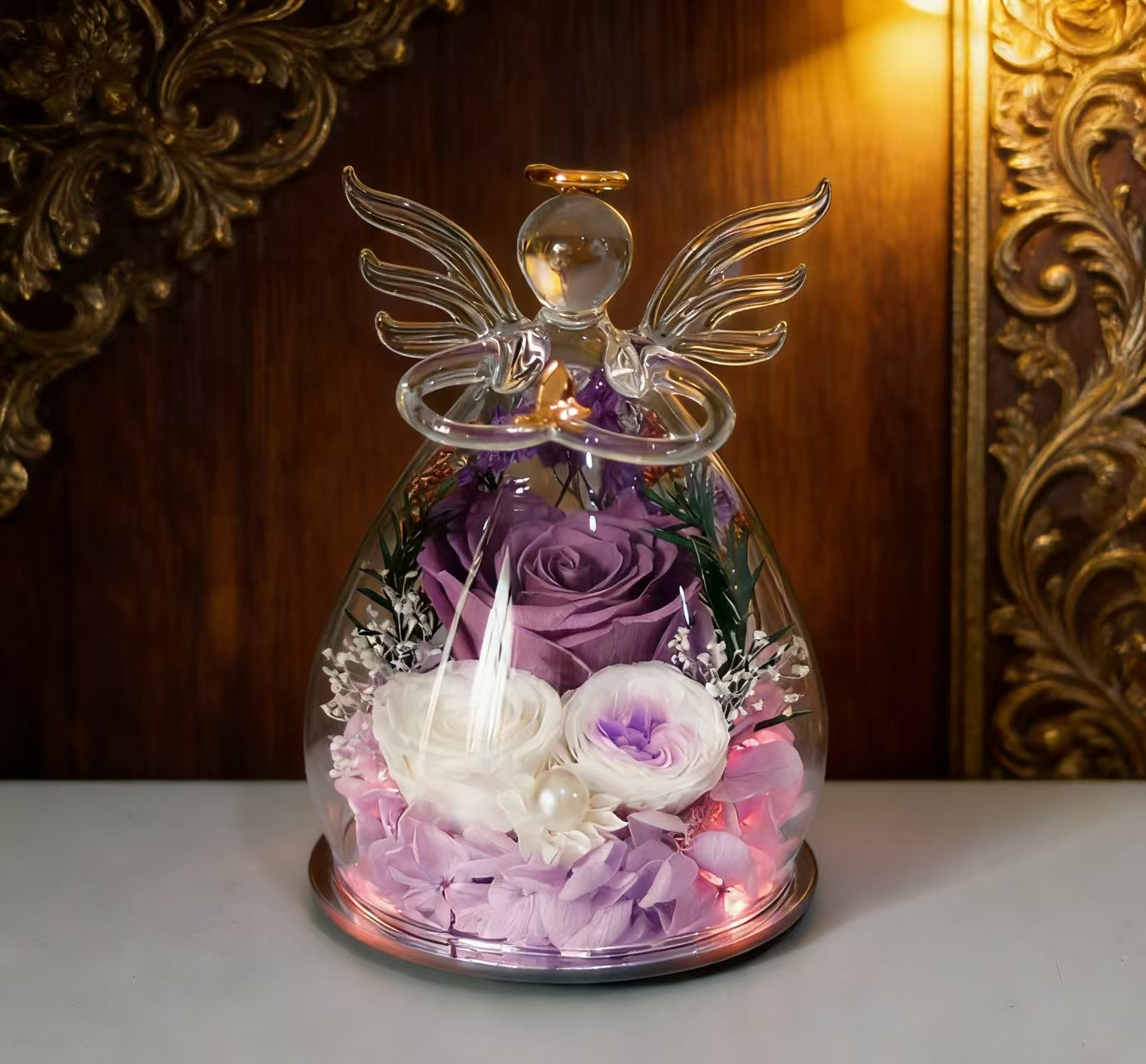 Timeless Angel Preserved Rose in Glass | Mother's Day, Birthday & Anniversary Gift for Mom, Grandma, Wife