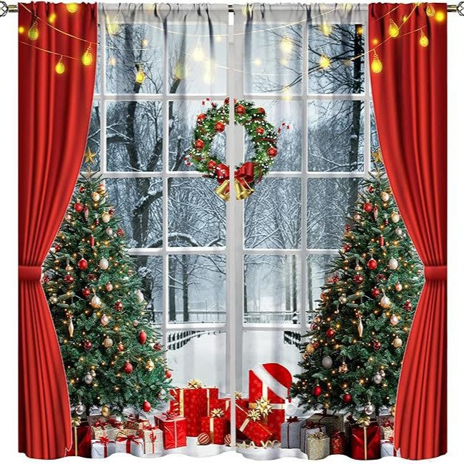 Christmas ball holiday printed curtains