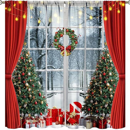 Christmas ball holiday printed curtains