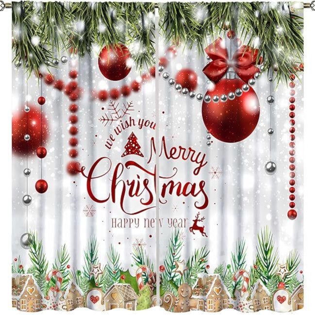 Christmas ball holiday printed curtains