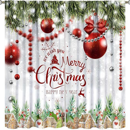Christmas ball holiday printed curtains