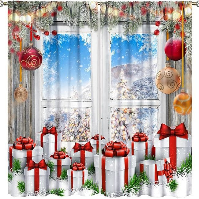Christmas ball holiday printed curtains