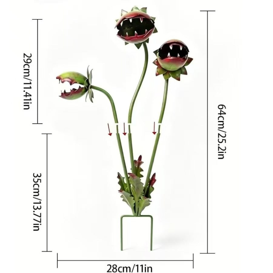 ☠️ Whimsical Metal Venus Flytrap Garden Stake – Handcrafted Outdoor Plant Decor 🪴