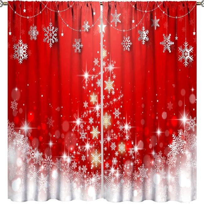 Christmas ball holiday printed curtains
