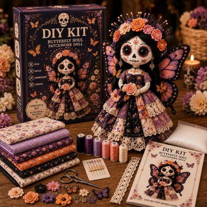 🧡 Day of the Dead Patchwork Doll DIY Sewing Kit | Handmade Seasonal Decor