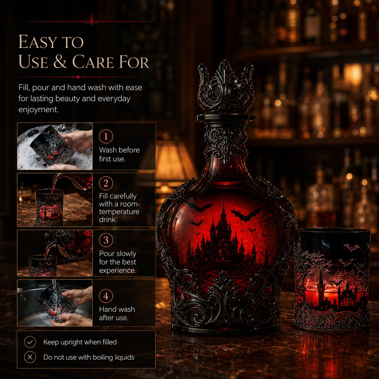 🔥Last Day 49% OFF - 🦇🍺Gothic Vampire Castle Whisky Decanter & Tumbler(📦Buy 2 Free Shipping)
