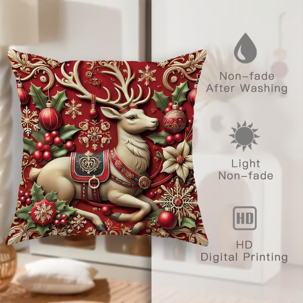 🏆 50K+ SOLD! 🎅🎄Christmas Themed Cushion Cover – Machine Washable, Wrinkle-Resistant, Durable, Perfect for Living Room, Bedroom, Office & More 🦌☃️