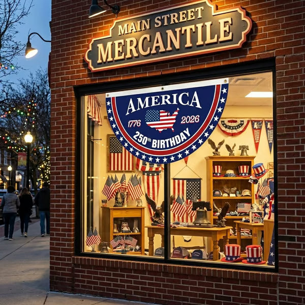 🗽USA 250th Anniversary Flag Half Round Banner🦅