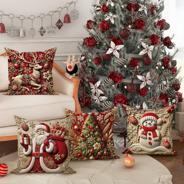 🏆 50K+ SOLD! 🎅🎄Christmas Themed Cushion Cover – Machine Washable, Wrinkle-Resistant, Durable, Perfect for Living Room, Bedroom, Office & More 🦌☃️