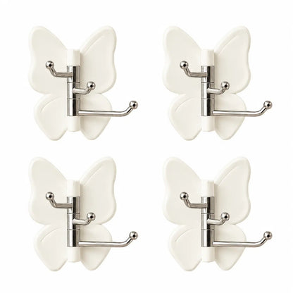4-Pack Rotating Butterfly Adhesive Wall Hooks – No-Drill Towel & Key Organizer