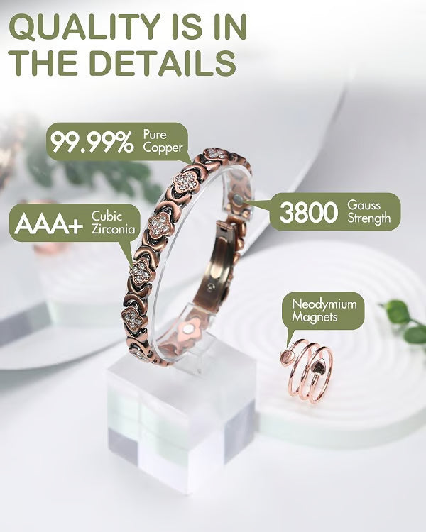 🏆Flash Sale⚡ 50K+ SOLD! ❤️‍🔥✨Four-leaf Clover Women Pure Copper Bracelets