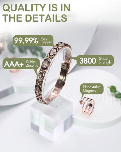 🏆Flash Sale⚡ 50K+ SOLD! ❤️‍🔥✨Four-leaf Clover Women Pure Copper Bracelets