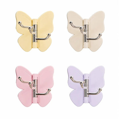 4-Pack Rotating Butterfly Adhesive Wall Hooks – No-Drill Towel & Key Organizer