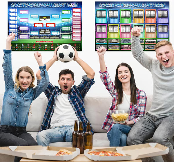 ⚽🏆 Ultimate 2026 Soccer Fan Wall Chart Kit – Group Stage & Knockout Posters (23.6” x 35.4”), Marker Pen & Mounting Strips Included 🎁