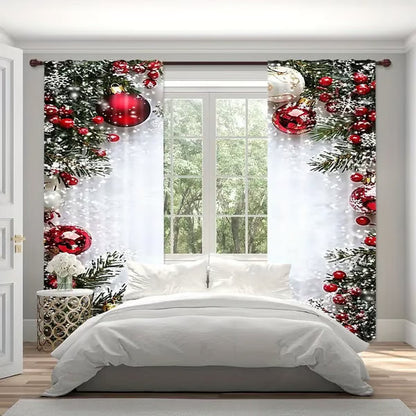 Christmas ball holiday printed curtains