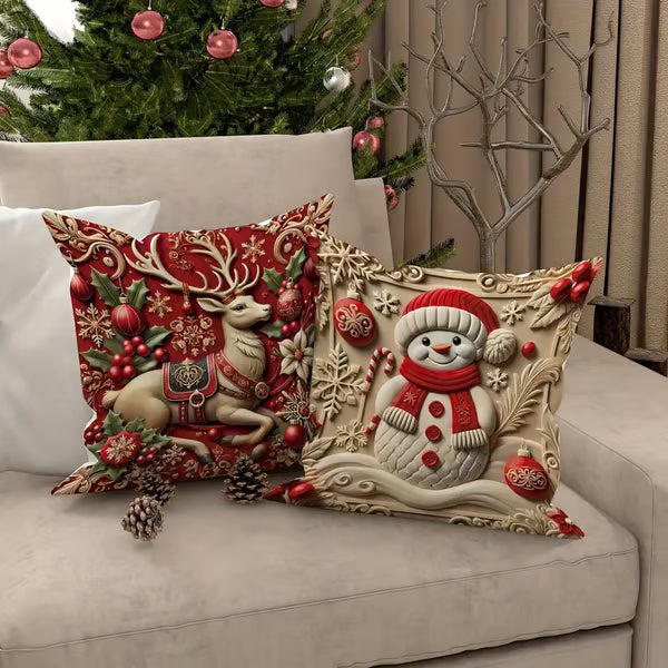 🏆 50K+ SOLD! 🎅🎄Christmas Themed Cushion Cover – Machine Washable, Wrinkle-Resistant, Durable, Perfect for Living Room, Bedroom, Office & More 🦌☃️