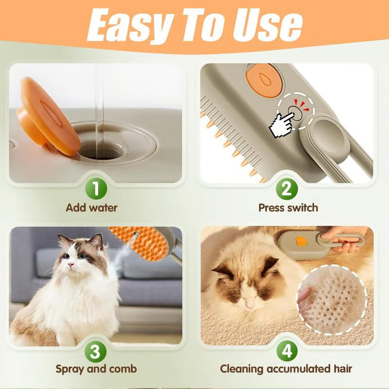 ✨LAST DAY ONLY 80% OFF🔥Pet Steam Brush - A 3-in-1 steam brush for cat and dog hair removal, grooming, and removing flying fur.