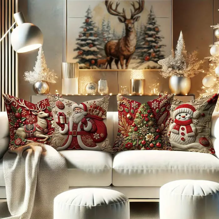 🏆 50K+ SOLD! 🎅🎄Christmas Themed Cushion Cover – Machine Washable, Wrinkle-Resistant, Durable, Perfect for Living Room, Bedroom, Office & More 🦌☃️